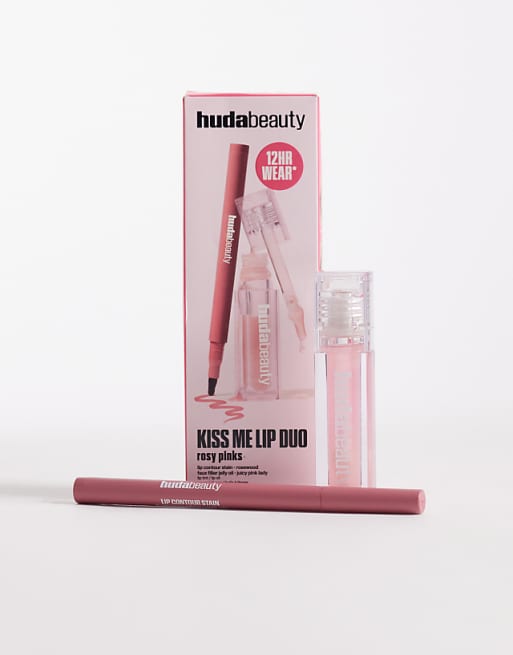 Huda beauty  kiss me lip duo rosy pinks